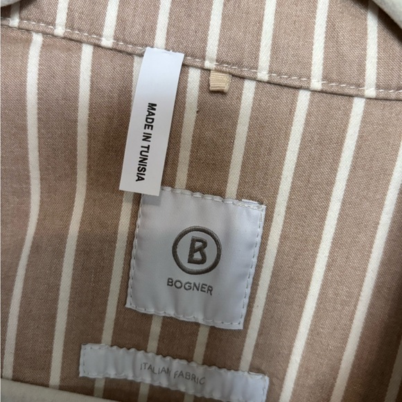 Bogner Tan and White Striped Shirt. Size 4. Oversized - Picture 3 of 9